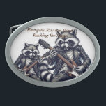 Hebilla De Cinturón Oval Banda de mapaches enérgica: ¡sacudiendo el escenar<br><div class="desc">Este diseño muestra un grupo de mapaches tocando guitarras con entusiasmo salvaje, capturando la energía cruda y la pasión de una verdadera actuación rock. Perfecto para los amantes del mapache y de la guitarra por igual, es imprescindible para aquellos que aprecian el espíritu feroz de la música y el encanto...</div>