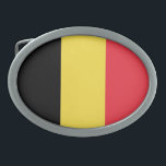 Hebilla De Cinturón Oval Bandera belga patriótica<br><div class="desc">Bandera nacional de Bélgica.</div>
