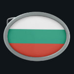 Hebilla De Cinturón Oval Bandera búlgara patriótica<br><div class="desc">La bandera nacional de Bulgaria.</div>