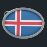 Hebilla De Cinturón Oval Bandera de Islandia<br><div class="desc">Bandera patriótica de Islandia.</div>