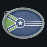 Hebilla De Cinturón Oval Bandera de Jackson, Tennessee<br><div class="desc">Belt Buckle con un diseño con la bandera de Jackson,  Tennessee. Bandera azul,  verde y blanca</div>