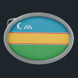 Hebilla De Cinturón Oval Bandera de Karakalpakstan<br><div class="desc">Bandera patriótica de Karakalpakstán.</div>