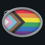 Hebilla De Cinturón Oval Bandera de la diversidad gay inclusiva arco iris L<br><div class="desc">Bandera gay inclusiva arco iris Lgbtq hebilla del cinturón Orgullo lgbt lgbtq diversidad inclusiva progreso trans bandera arcoíris gay</div>