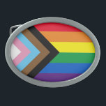 Hebilla De Cinturón Oval Bandera de la diversidad gay inclusiva arco iris L<br><div class="desc">Bandera gay inclusiva arco iris Lgbtq hebilla del cinturón Orgullo lgbt lgbtq diversidad inclusiva progreso trans bandera arcoíris gay</div>