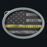 Hebilla De Cinturón Oval Bandera de la línea amarilla delgada de Dispatcher<br><div class="desc">Bandera de la línea amarilla delgada de Dispatcher</div>