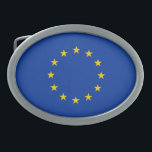 Hebilla De Cinturón Oval Bandera de la Unión Europea<br><div class="desc">Bandera patriótica de la Unión Europea.</div>