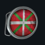 Hebilla De Cinturón Oval Bandera de país vasca apenada del estilo:<br><div class="desc">Bandera de país vasca apenada del estilo,  conocida como "Ikurriña" en la lengua vasca. SEPAMOS SI USTED NECESITA ESTE DISEÑO EN UN PRODUCTO ESPECÍFICO DE ZAZZLE.</div>