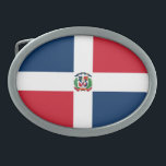 Hebilla De Cinturón Oval Bandera de República Dominicana<br><div class="desc">Bandera patriótica de República Dominicana.</div>