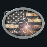 Hebilla De Cinturón Oval Bandera de soldadura estalla y llama<br><div class="desc">Bandera de soldadura estalla y llama</div>