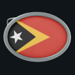 Hebilla De Cinturón Oval Bandera de Timor Oriental<br><div class="desc">Bandera patriótica de Timor Oriental.</div>