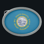 Hebilla De Cinturón Oval Bandera del Estado de Dakota del Sur<br><div class="desc">Bandera estatal patriótica de Dakota del Sur.</div>