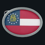 Hebilla De Cinturón Oval Bandera del Estado de Georgia<br><div class="desc">Bandera estatal de Georgia Patriótica.</div>