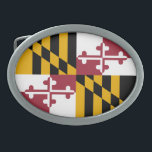 Hebilla De Cinturón Oval Bandera del Estado de Maryland<br><div class="desc">Bandera estatal Patriótica de Maryland.</div>