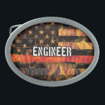 Hebilla De Cinturón Oval Bandera del ingeniero bombero<br><div class="desc">Bandera del ingeniero bombero</div>