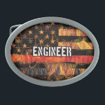 Hebilla De Cinturón Oval Bandera del ingeniero bombero<br><div class="desc">Bandera del ingeniero bombero</div>