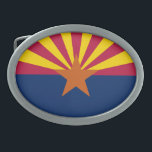 Hebilla De Cinturón Oval Bandera Estatal de Arizona<br><div class="desc">Bandera estatal Patriótica de Arizona.</div>