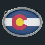 Hebilla De Cinturón Oval Bandera Estatal de Colorado<br><div class="desc">Bandera del estado de Colorado Patriótico.</div>