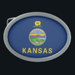 Hebilla De Cinturón Oval Bandera estatal de Kansas<br><div class="desc">Bandera estatal de Kansas Patriótica.</div>