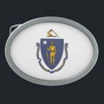 Hebilla De Cinturón Oval Bandera estatal de Massachusetts<br><div class="desc">Bandera estatal de Patriotic Massachusetts.</div>