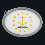 Hebilla De Cinturón Oval Bandera estatal de Rhode Island<br><div class="desc">Bandera estatal de la Isla de Roda Patriótica.</div>