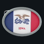 Hebilla De Cinturón Oval Bandera Estatal Iowa<br><div class="desc">Bandera estatal Patriótica Iowa.</div>