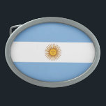 Hebilla De Cinturón Oval Bandera Patriótica Argentina<br><div class="desc">La bandera nacional de Argentina.</div>