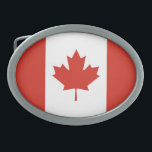 Hebilla De Cinturón Oval Bandera Patriótica Canadiense<br><div class="desc">La bandera nacional de Canadá.</div>