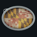 Hebilla De Cinturón Oval Bandera Rugged Wood Maryland<br><div class="desc">Bandera de Maryland; Marylander</div>