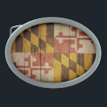 Hebilla De Cinturón Oval Bandera Rugged Wood Maryland<br><div class="desc">Bandera de Maryland; Marylander</div>
