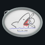 Hebilla De Cinturón Oval Bite Me<br><div class="desc">Sumérjase en el adorable mundo de las criaturas marinas con este encantador y alegre ilustracion "Bite Me". Esta fascinante obra de arte combina el capricho de la pesca con la naturaleza entrañable de la vida marina, con una deliciosa mezcla de criaturas del mar adorables, incluido un tiburón afable. El ilustracion...</div>