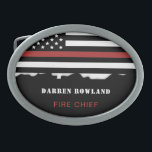 Hebilla De Cinturón Oval Bombero personalizado: Rescate de incendios delgad<br><div class="desc">¡Un bombero personalizado,  regalos de rescate de la línea roja!</div>