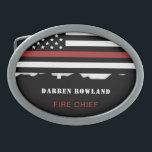 Hebilla De Cinturón Oval Bombero personalizado: Rescate de incendios delgad<br><div class="desc">¡Un bombero personalizado,  regalos de rescate de la línea roja!</div>