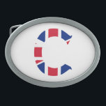 Hebilla De Cinturón Oval C Monograma sobrepuesto en banca de bandera de la<br><div class="desc">C Monograma sobrepuesto en Union Jack Flag Belt Buckle Design © Trinkets and Things 2017 - AHP Design. Todos Los Derechos Reservados. 030417</div>