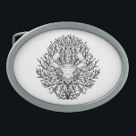 Hebilla De Cinturón Oval Cangrejo<br><div class="desc">Dibujo en blanco y negro de un cangrejo sobre una alga</div>