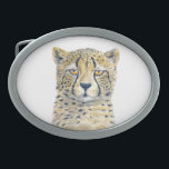 Hebilla De Cinturón Oval Cheetah<br><div class="desc">Retrato acuarela de chita</div>