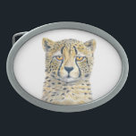 Hebilla De Cinturón Oval Cheetah<br><div class="desc">Retrato acuarela de chita</div>