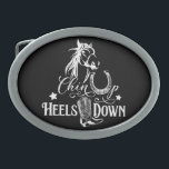 Hebilla De Cinturón Oval Chin up hete abajo el vaquero vaquero que monta<br><div class="desc">Cita de vaquero,  hebilla de cinturón de amante. Caballo,  occidente,  diseño rural con caballo,  zapato de caballo y botas de vaquero occidentales en blanco y negro. Puedes transferir este diseño a cualquier otro producto de Zazzle,  mira: "Transferir diseño a un producto"!</div>