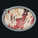 Hebilla De Cinturón Oval Cream Red Western Piel de vaca<br><div class="desc">Cream Red Black Western Cowgirl Cowboy Southwest Pieles de vaca Navidades o cualquier ocasión</div>
