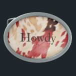 Hebilla De Cinturón Oval Cream Red Western Piel de vaca<br><div class="desc">Cream Red Black Western Cowgirl Cowboy Southwest Pieles de vaca Navidades o cualquier ocasión</div>