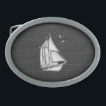 Hebilla De Cinturón Oval Cromado plateado como barco de vela en fibra de ca<br><div class="desc">Un cromo plateado como la escena de un velero regatta en un decorado de fondo de fibra de carbono negro. Un auténtico regalo náutico moderno. Utilice el vínculo "Preguntar a este diseñador" para contactarnos con sus solicitudes de diseño especiales o para obtener ayuda con alguna de sus necesidades de personalización....</div>