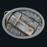 Hebilla De Cinturón Oval Cruz de la protección<br><div class="desc">Cruz de la protección</div>