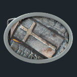 Hebilla De Cinturón Oval Cruz de la protección<br><div class="desc">Cruz de la protección</div>