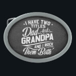 Hebilla De Cinturón Oval Cute Diversión Retro Typografía Papá Regalo Abuelo<br><div class="desc">¡A cualquier hombre que tenga dos títulos como padre y abuelo le ENCANTARÁ!</div>