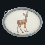 Hebilla De Cinturón Oval Deer<br><div class="desc">Ilustracion pintado a mano de un ciervo manchado</div>