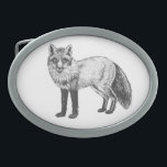 Hebilla De Cinturón Oval Dibujo de Fox<br><div class="desc">Ilustracion de tinta de un zorro,  dibujado para octubre de 2018.</div>