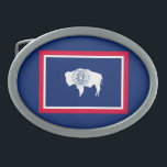 Hebilla De Cinturón Oval Diseño de la bandera del estado de Wyoming<br><div class="desc">Este es un diseño de la bandera del estado de Wyoming presentado en una variedad de productos populares. Una gran idea de regalo personalizado para todas las ocasiones y para todo aquel que venga a visitarnos. Mensaje</div>