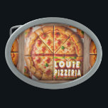Hebilla De Cinturón Oval Diseño Pizza Pizzeria<br><div class="desc">Diseño Pizza Pizzeria</div>