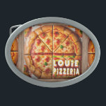 Hebilla De Cinturón Oval Diseño Pizza Pizzeria<br><div class="desc">Diseño Pizza Pizzeria</div>
