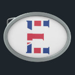 Hebilla De Cinturón Oval E Monograma sobrepuesto sobre bandera de la Unión<br><div class="desc">E Monograma colocado sobre el diseño de la hebilla del cinturón de bandera de la Unión © Trinkets and Things 2017 - AHP Design. Todos Los Derechos Reservados. 030417</div>