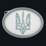 Hebilla De Cinturón Oval Emblema nacional ucraniano trident tryzub<br><div class="desc">Trident tryzub, emblema nacional ucraniano, con colores de la bandera ucraniana y patrón étnico Ucrania, Ucrania, armas de abrigo, emblema nacional, tridente, tryzub, patrón étnico, bandera ucraniana, azul y amarillo, sin guerra, parar la guerra, antiguerra, orgulloso, estado, gobierno, Rótulo, símbolo, libertad, nacional, país, independencia, día de la independencia, patrón, etnia,...</div>